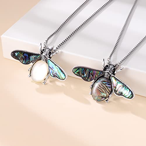 VIJASHOP Moth Necklace Turquoise Moth Pendant Energy Healing Gemstone Moth Jewelry Gifts for Women Turquoise Lovers