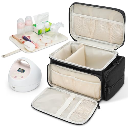 GDNasist Breast Pump Bag for Spectra S1 and S2, Pumping Bag with Waterproof Mat for Pump Accessories, Pump Bag for Work, Travel and Family Use