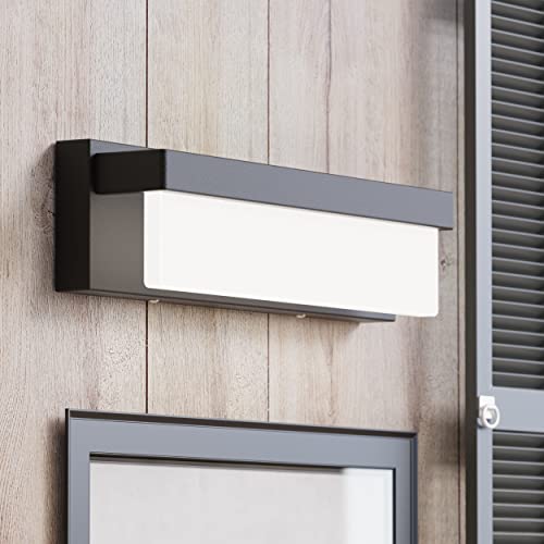 LIGHTINN LED Bathroom Vanity Light Fixture Over Mirror 16.5 inch Modern Rectangle Black Matte Metal Lighting Bar 4000K Daylight Wall Sconce (Black)