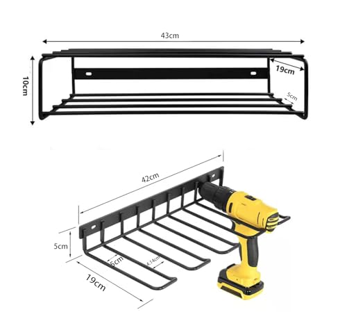 Bygytyo Power Tool Organizer Wall Mount Storage Rack,2 Layers Garage Storage Organizer Rack Heavy Duty Metal Drill Holder Tool Shelf Holder for Lifetime Use,Perfect for Father's Day (New Vision)