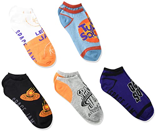 Space Jam unisex-kid's New Legacy 5 Pack No Show Socks, Black Multi, 6-8.5