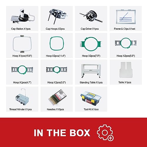 BAi VisionV22 Hat Embroidery Machine, Multi Needles Computerized Commercial Embroidery Machines,15.7"x19.7" Embroidery Area,15 Needles Tubular Structure Stable Cap Embroidery Machine