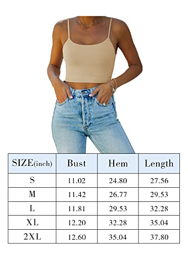 REORIA Women's Summer Sexy Sleeveless Adjustable Spaghetti Strap Cami Camisole Basic Fitted Seamless Yoga Cropped Tank Cute Crop Tops Black Medium