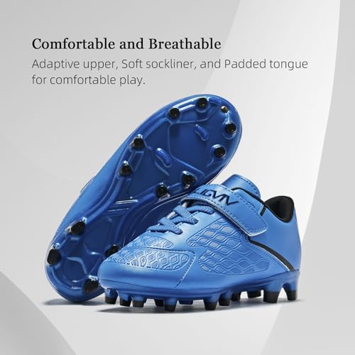 LIGVIV Kids Soccer Cleats Boys Girls - Toddler/Little Kid/Big Kid (Black Blue, Toddler, Numeric_8, Numeric, us_Footwear_Size_System, Medium)