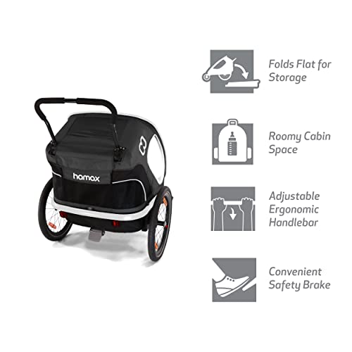 Hamax Outback One Seat Reclining Multi-Sport Child Bike Trailer + Stroller (Jogger Wheel Sold Separately) (Grey/Black)