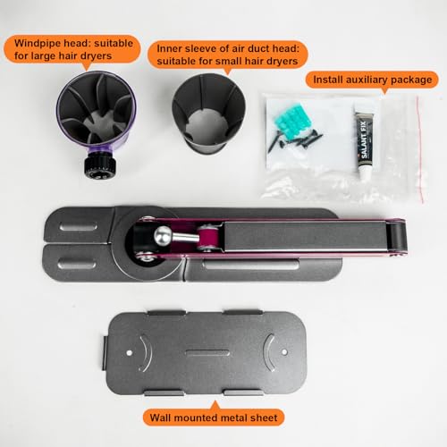Blissfuhue Adjustable blow dryer holder wall mounted storage，Hands-Free bathroom blow dryer holder，height angle，metal material Compatible with 90% hair dryer hanger, suitable for countertop use