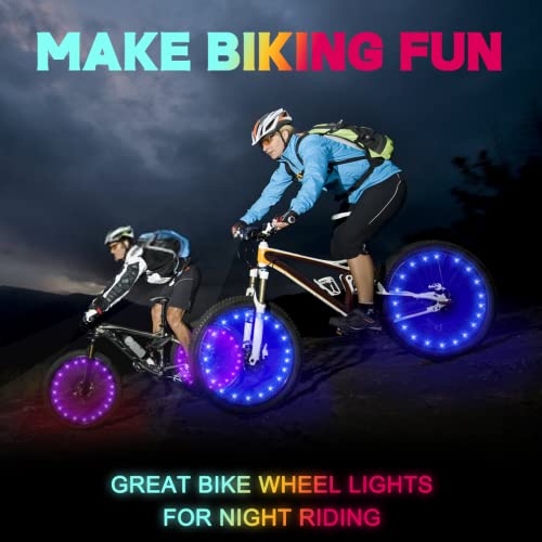 TINANA 2 Tire Pack LED Bike Wheel Lights Ultra Bright Waterproof Bicycle Spoke Lights Cycling Decoration Safety Warning Tire Strip Light for Kids Adults Night Riding (blue 2pack)