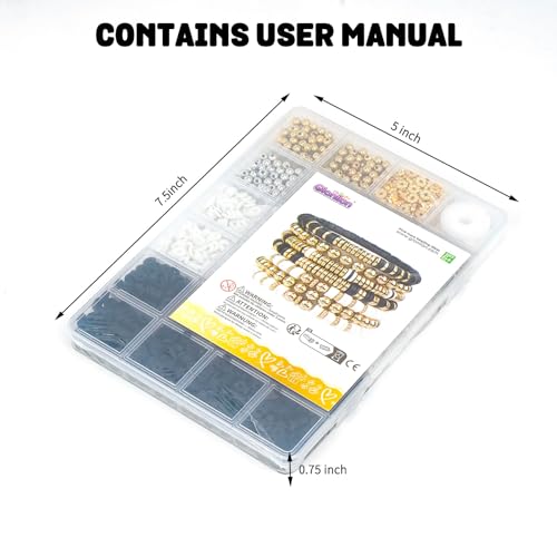 Gionlion 3000 Pcs Clay Beads for Bracelets, Bracelet Making kit Golden Beads for Jewelry Making, Charms Bracelet Kit DIY Arts and Crafts Birthday Gifts Toys