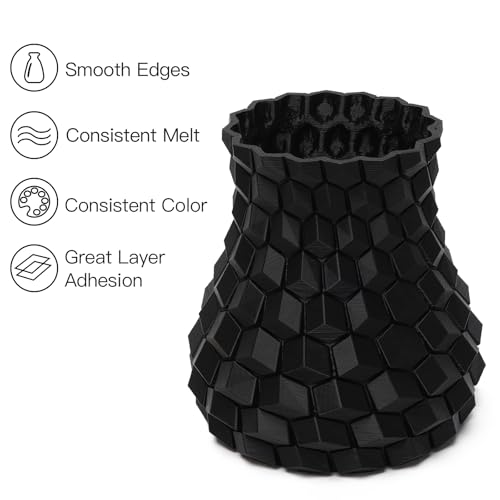 INLAND 2 Pack PLA 3D Printer Filament - 3D Printing PLA Filament Bundle 1.75mm, Dimensional Accuracy +/- 0.03mm - 2kg Cardboard Spool (4.4lbs), Black PLA