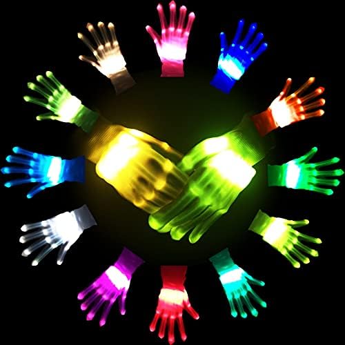 GLEDLOVES LED Gloves,LED Light Up Gloves for Kids Teens and Adults,Toy Gifts for 5-12 Year Old Boy Girl Teenage, Stocking Stuffers for Men Women,12 Colors,in Halloween Chrismas Birthday Party(1Pair/L)