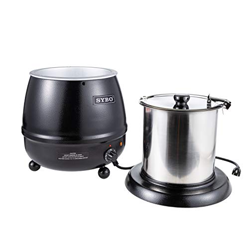 SYBO SB-6000 Commercial Grade Soup Kettle with Hinged Lid and Detachable Stainless Steel Insert Pot for Restaurant and Big Family, 10.5 Quarts, Black