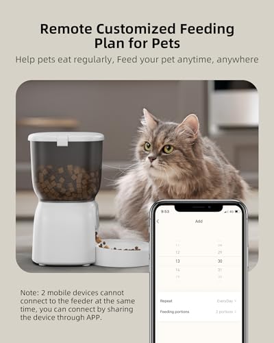 LAMPICK Automatic Cat Feeder with Camera, 1080P HD Video Cat Food Dispenser with Stainless Steel Bowls WiFi Automatic Pet Feeder with 2 Way Audio,Smart App Control