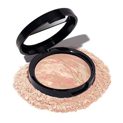 LAURA GELLER NEW YORK Award-Winning Baked Balance-n-Brighten To Go Travel Size Color Correcting Powder Foundation - Light - Buildable Light to Medium Coverage - Demi-Matte Natural