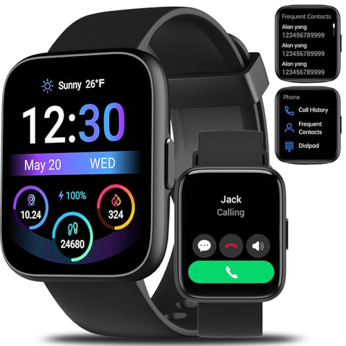 Smart Watch for Men Women - Answer/Make Calls/Quick Reply/AI Voice Assistant, 1.83" for Android iPhone Samsung Compatible IP68 Smartwatch Blood Oxygen Heart Rate Fitness Tracker (Black, 1.83")