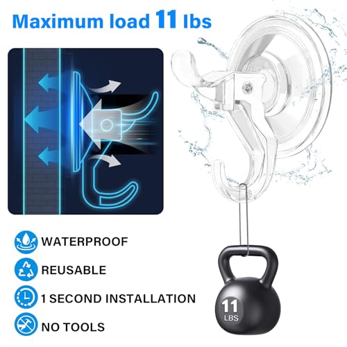 ANDGOO Suction Cup Hooks, 10 Pack Strong Vacuum Suction Cup for Shower Removable Wall Suction Cup Hangers for Bathroom, Kitchen Suction Holder for Window Glass, Door (Black)