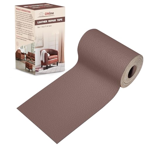 ONine Leather Repair Patch，Leather Repair Tape, 12 x 48 inches Leather Repair Patch for Furniture,Vinyl Repair Kit，Leather Couch Patch，for Sofas, Furniture, Car Seats, Office Chairs(Grey-Litchi Grain)