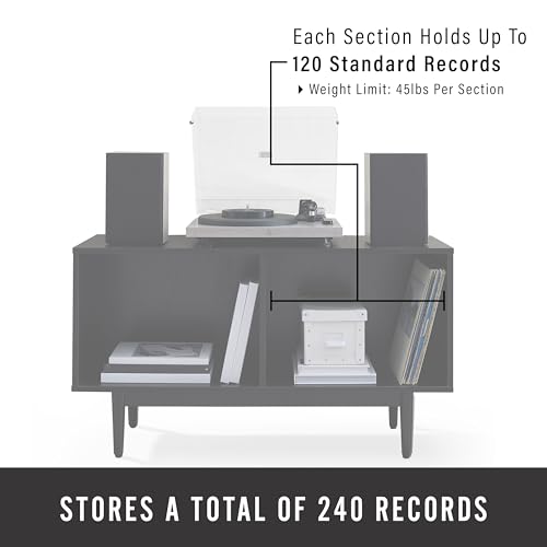 Crosley Furniture Liam Large Vinyl Record Storage TV Stand and Entertainment Center, Media Console, Walnut