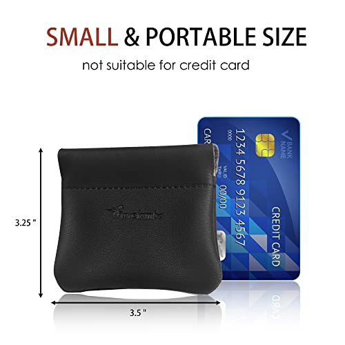 Travelambo Leather Squeeze Coin Purse Pouch Change Holder For Men & Women (01 Vintage Black)