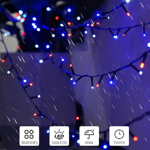 MEHOFOND 100ft 300 LED Christmas String Lights, 8 Lighting Modes Fariy LED String Lights, Timer Plug in Xmas Bday Wedding Party Decoration Outdoor Indoor Waterproof Holiday Garden Decor (Warm White)