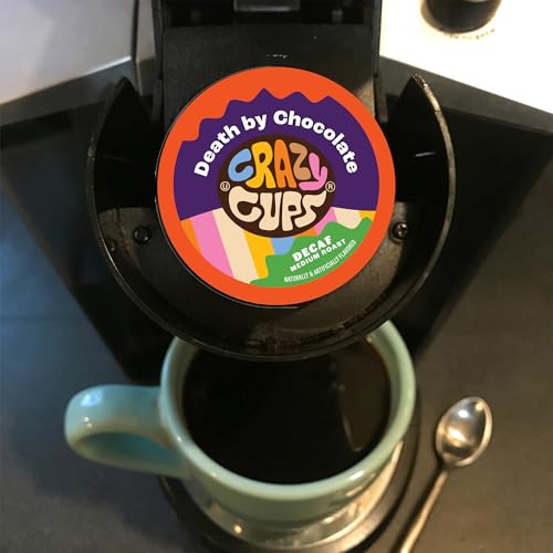 Crazy Cups Candy Cane Coffee Flavored Coffee Pods, Medium Roast Holiday Flavored Decaf Coffee, Festive Candy Cane Decaf Holiday Coffee for Keurig K Cup Brewers, 22 Count