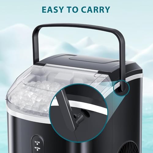 Xbeauty Countertop Nugget Ice Maker- Up to 35lbs of Ice a Day with Self-Cleaning,Stainless Steel,Removable Ice Basket&Scoop for Home/Kitchen/Office/Party, White