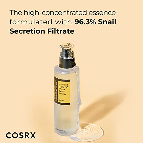 COSRX Snail Mucin 96% Power Face Serum 3.38 fl oz 100ml, Hydrating Serum for Face, Self Care, Glow Skin under Makeup, Korean Skin Care, Korean Beauty