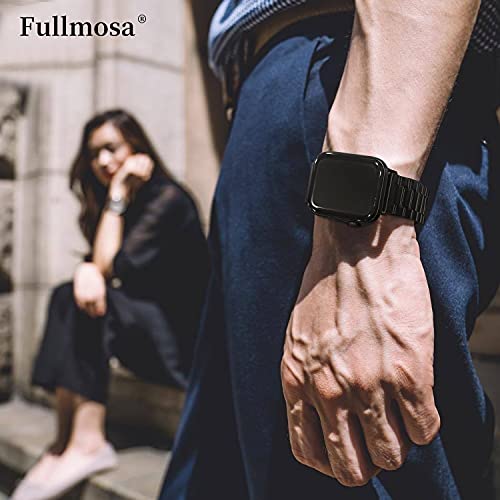 Fullmosa Compatible Apple Watch Bands 41mm 40mm 38mm 49mm 45mm 44mm 42mm, Stainless Steel iWatch Band with Case for Apple Watch Ultra2/Ultra Series 9/8/7/6/5/4/3/2/1/SE/SE2, 38mm 40mm 41mm Black