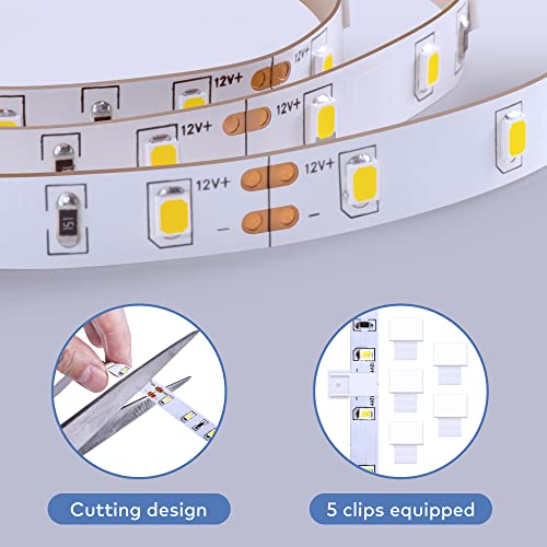 Govee White LED Strip Lights, Upgraded 16.4ft Dimmable LED Light Strip 6500K Bright Daylight White, Strong Adhesive, 300 LEDs Flexible Tape Lights for Mirror, Kitchen Cabinet, Bedroom, Christmas Decor