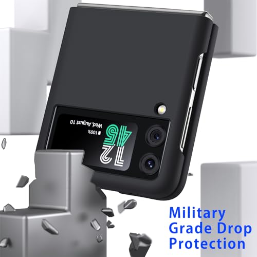 YSLBWLE for Samsung Galaxy Z Flip 5 Case,Slim & Military-Grade Protection Phone Case,Hard PC Shockproof Protective Phone Black 20-zflip5-01