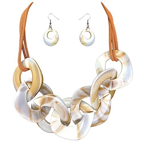 Statement Chunky Necklace Alloy Dark black Acrylic Cuban Link Chain Necklace Resin Geometric Statement Large Choker Necklaces Fashion Bib Collar Chain Necklace for Women Jewelry Adjustable for Women