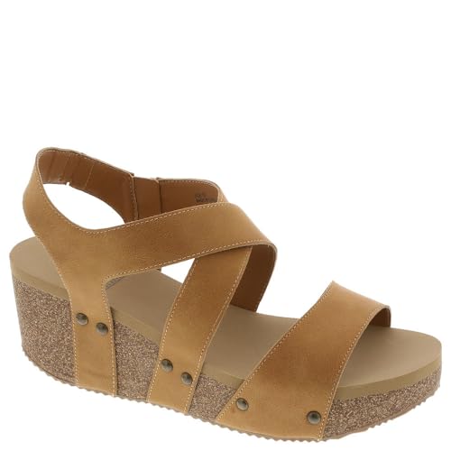 VOLATILE Womens Sunkissed Wedge Sandal, Mustard, 6 US