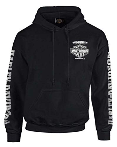 Harley-Davidson Men's Lightning Crest Pullover Hooded Sweatshirt, Black (S)