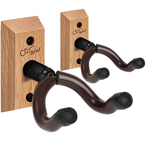 SNIGJAT Guitar Hanger 2 Pack, Hardwood Guitar Wall Mount with Rotatable Hook, Guitar Wall Hangers Holder Hook Stand for Acoustic, Electric, Bass, Banjo, Mandolin, Guitar Accessories for Guitar Player