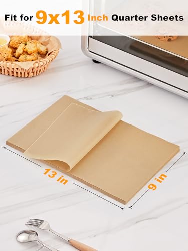 SMARTAKE 50 Pcs Parchment Paper Baking Sheets, 9x13 Inches Non-Stick Precut Baking Parchment, for Baking Grilling Air Fryer Steaming Bread Cup Cake Cookie and More (Unbleached)