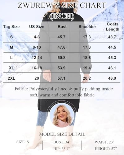 Zwurew Quilted Lightweight Womens Winter Coats Down Puffer Coat Zip Up Long Winter Coat Black Puffer Jacket