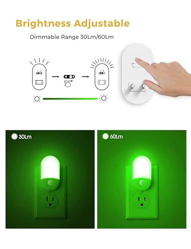 L LOHAS LED Motion Sensor Night Light, 2Pack, Motion Activated Night Light, Night Lights Plug into Wall Motion Sensor, 3000K Warm White, Adjustable Brightness 30/60LM, for Kids Adults Bathroom Bedroom