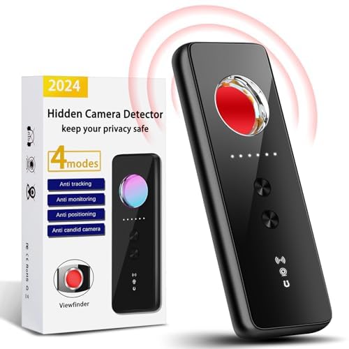 Hidden Camera Detectors, Spy Camera Detector，Bug and Hidden Camera Detector，GPS Tracker RF Signal Scanner Listening Devices Finder Wireless Rechargeable for Travel,Car, Bathroom,Office, Hotel