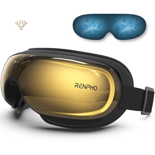 RENPHO FSA/HSA Eligible Eye Massager with Heat and Cooling,Eyeris 3 Voice Controlled Eye Massager, Heated Eye Mask with DIY Massage Setting,Music Eye Care Devices for Relax,Gift for Men/Women