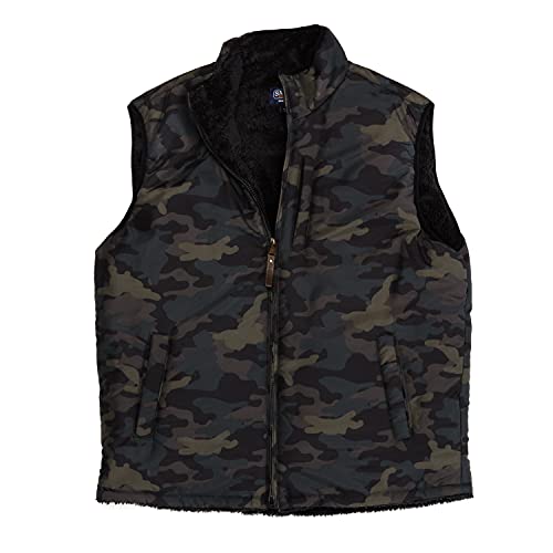 Smith's Workwear mens Printed Sherpa Lined Fleece Vest, Dark Red Buffalo, Medium US