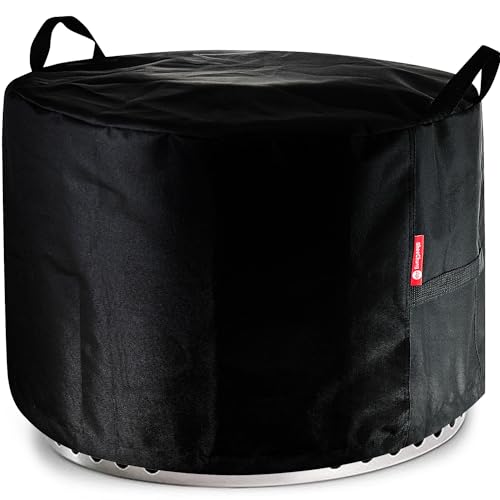 Fire Pit Cover - Waterproof 600D Heavy Duty Round Patio Fire Bowl Cover Black (Round - 50”D x 24”H)-Fits 45",46",48”,50" Firepit/Bowl Cover