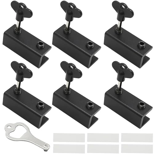 6 Sets of Window Locks Sliding Window Locks with Key for Vertical and Horizontal Sliding Windows and Doors Adjustable Window Security Locks for Children Home Bedroom and Office (Black)