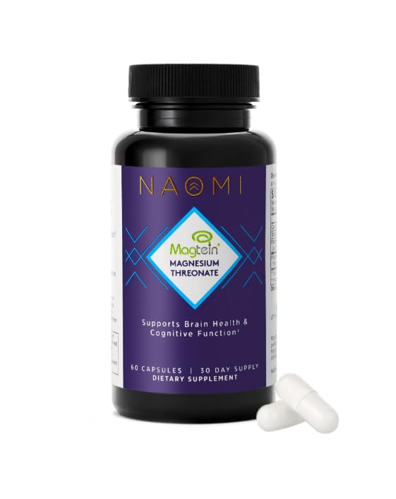 NAOMI Magnesium L-Threonate with 2,000mg Patented Magtein®, High Absorption Elemental Magnesium, Memory Supplement - Brain Health, Focus, Nerve Support, Heart Health, Natural Sleep Aid, 60 Veggie Caps