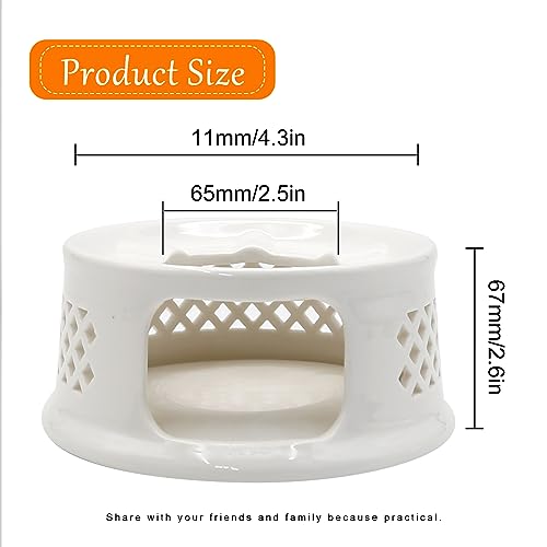 Ceramic Teapot Warmer, Coffee Warmer, Milk Warmer for Glass Teapot Stainless Steel Teapot and Other Heatproof Dish Warming Use (Ceramic White)