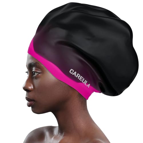 Extra Large Swim Cap for Long Hair Women Men Youth - Waterproof Silicone Swimming Cap for Braids and Dreadlocks Weaves, Hair Extensions, Curls & Afros, Swim Hats Keep Hair Dry, Easy to Put On and Off