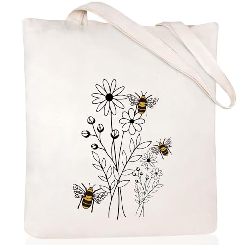 Andeiltech Canvas Tote Bag Aesthetic Cute Vintage Tote Bags Book Shoulder bag Gifts Reusable Grocery Bags for Women
