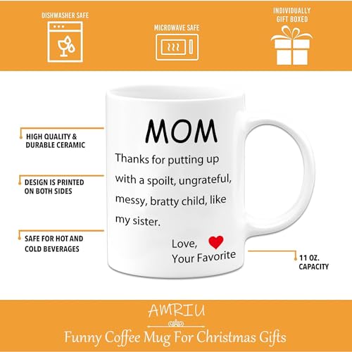 AMRIU Gifts for Mom from Daughter Son - Mothers Day Gifts, Mom Birthday Gifts from Daughter, Mom Gifts, Birthday Gifts for Mom, Presents for Mom, 11oz Funny Mom Mug Gifts