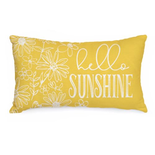 AACORS Summer Pillow Cover 12x20 Inch Watercolor Flowers Decor Hello Sunshine Farmhouse Seasonal Pillow Case Decorations for Home Sofa Couch (Yellow) AA512-12