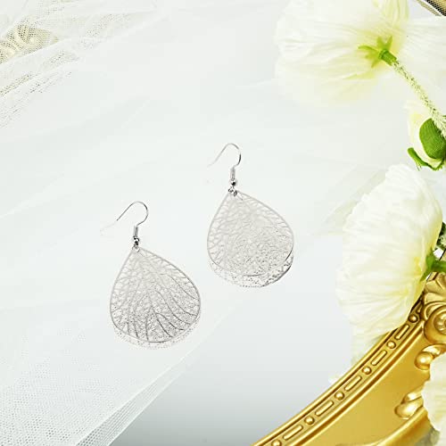 Silver Teardrop Earrings for Women, Hypoallergenic Exquisite Leaf Earrings, Handmade Plant Dangle Earrings for Fashion Trendy