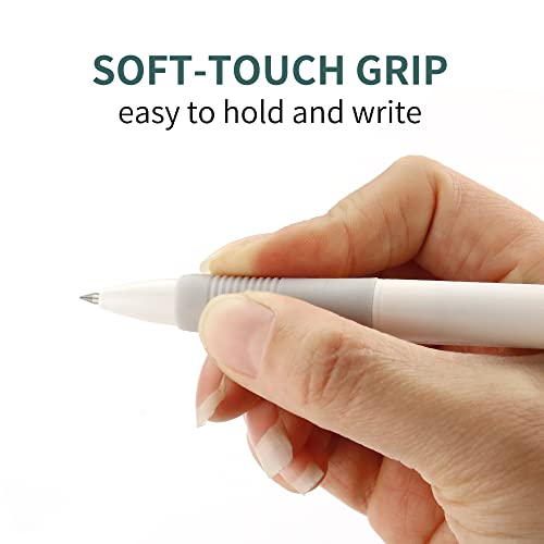 deegtran 50 Pack White Barrels Retractable Black Ink Fine Point Smooth Writing No Smear Gel Pens, 0.7MM