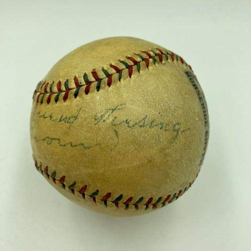 Extraordinary Mordecai "Three Finger" Brown Single Signed 1920s Baseball JSA COA - NFL Autographed Miscellaneous Items